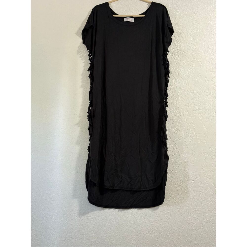 It's Too Cool for School Women Black Casual Dress L Fringe goth
